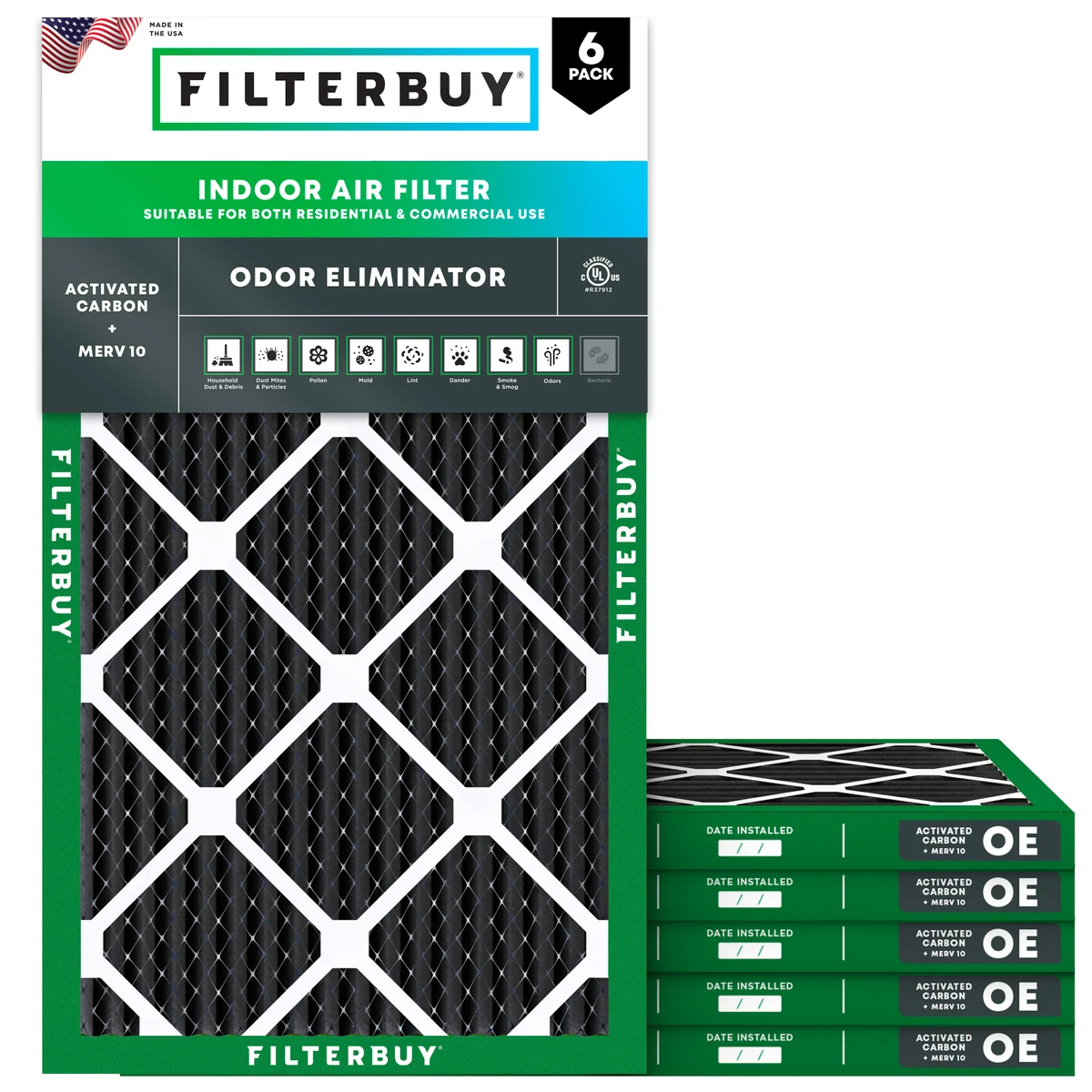 Filterbuy Odor Eliminator MERV 8 16x25x1 Air Filter Official Studio Photography